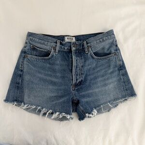 AGOLDE Micah Boyfriend Denim Blue Jean Cutoff Shorts